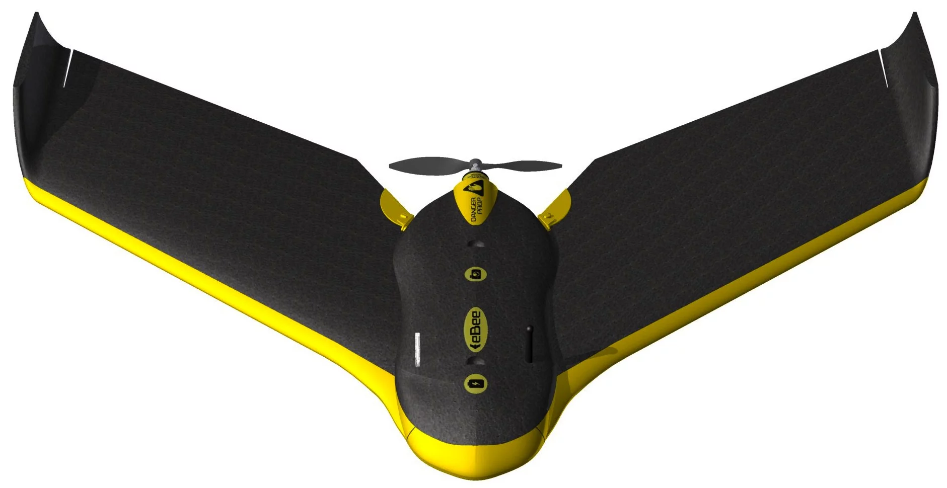 The eBee has a wingspan of 96 centimeters (37.8 inches) and weighs in at 630 grams (22 oz)