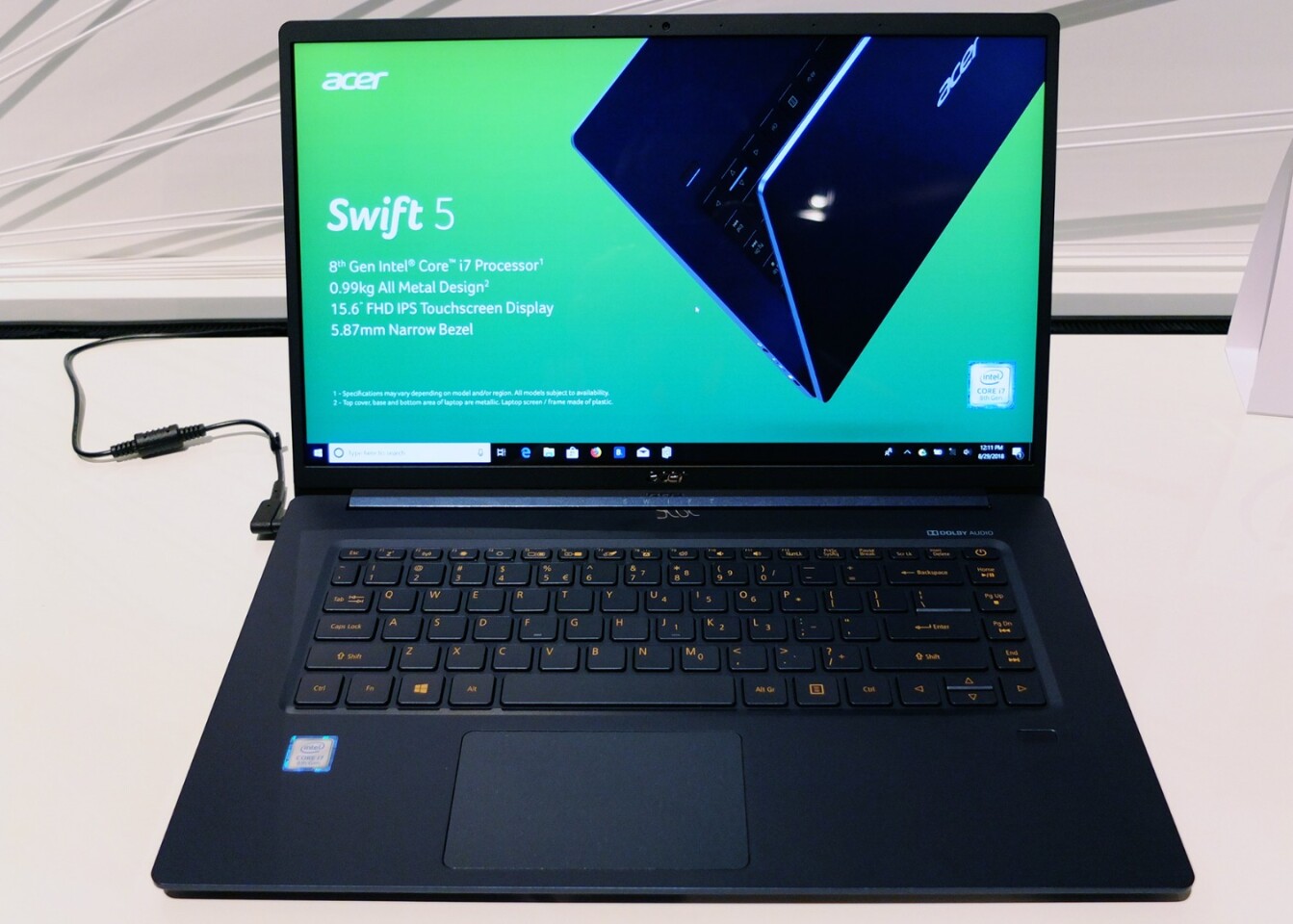 The Acer Swift 5 weighs in at just 990 grams or 2.18 pounds