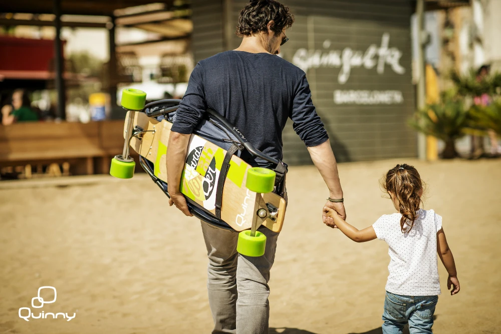The Longboardstroller can be folded down for storage