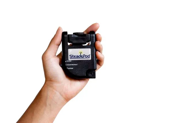 The SteadePod fits in the user's pocket when not in use (Photo: Photojojo)