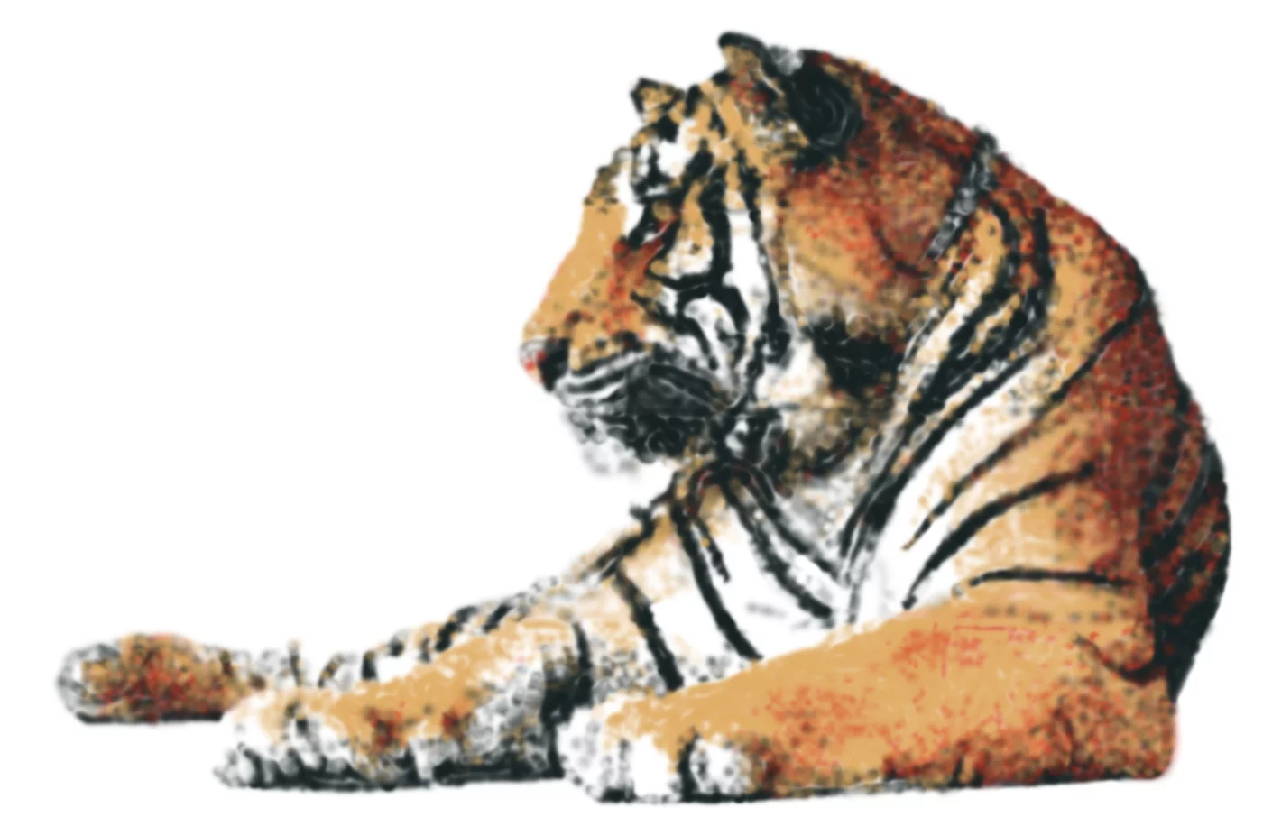 This spray-painted tiger was created using only four colors of spray paint