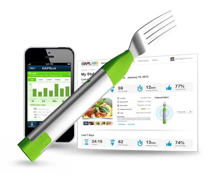HAPIfork smart fork comes with a free smartphone app to track your eating habits