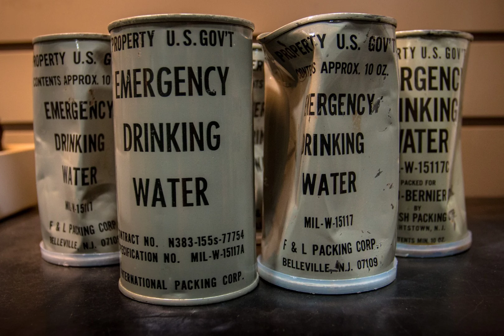 Emergency drinking water issued by the Civil Defense department for use in the event of a nuclear war