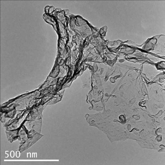 Transmission electron microscopy image of carbon nitride created by the reaction of carbon dioxide and Li3N