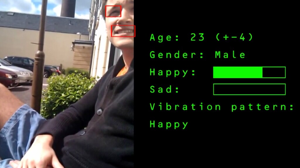 Facial recognition technology would be used to detect the emotions of other people