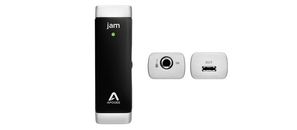 Apogee JAM guitar interface plugs into GarageBand on iPad 2