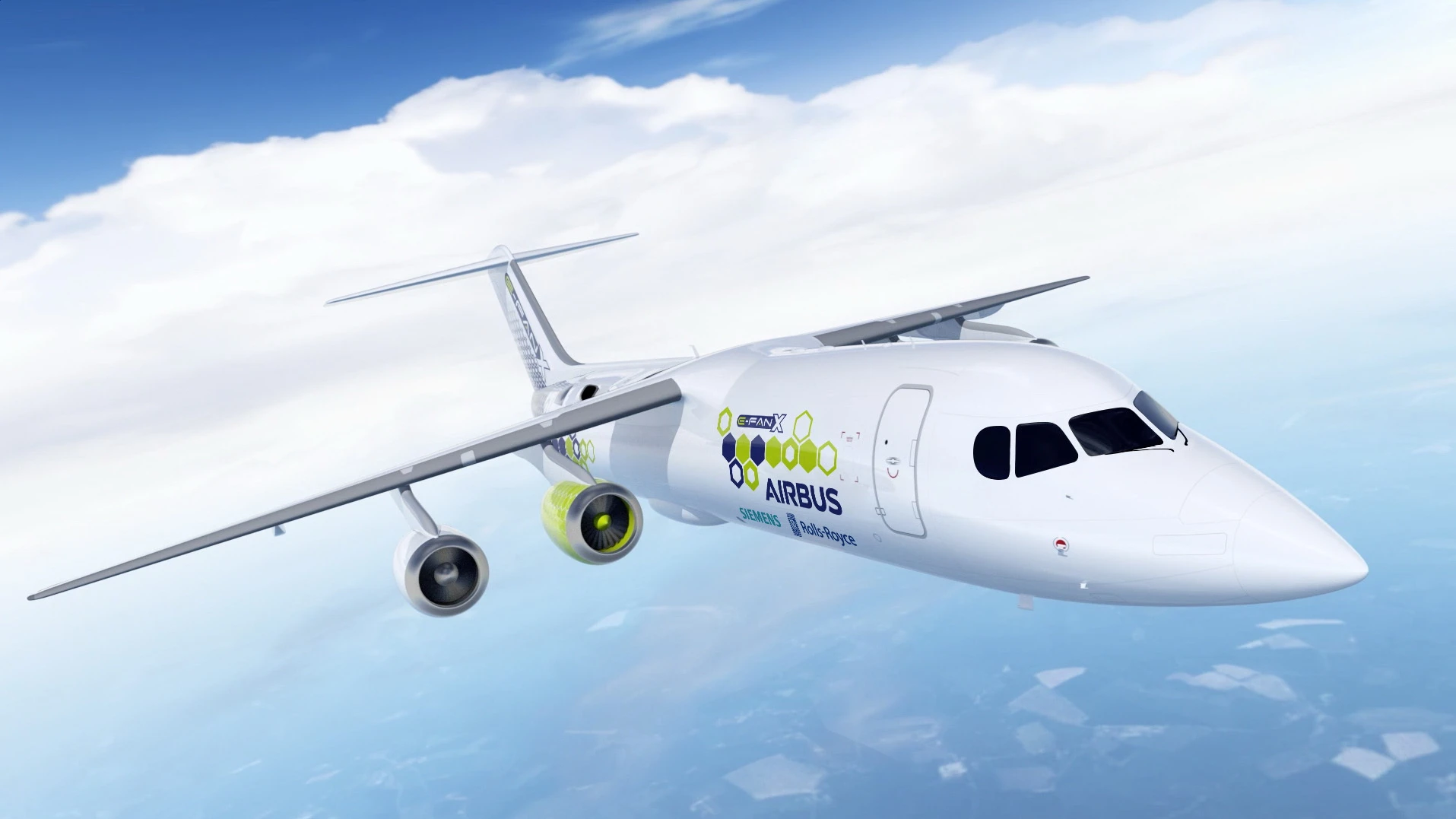 E-Fan X is a hybrid-electric flight demonstrator aircraft being developed by Airbus, Rolls-Royce and Siemens