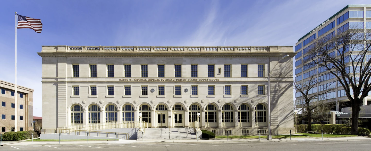 The Wayne N. Aspinall Federal Building and U.S. Courthouse now sports a roof-mounted photovoltaic array, a passive geo-exchange system, fluorescent and LED lighting, and post-occupancy monitoring (Photo: Kevin G. Reeves)