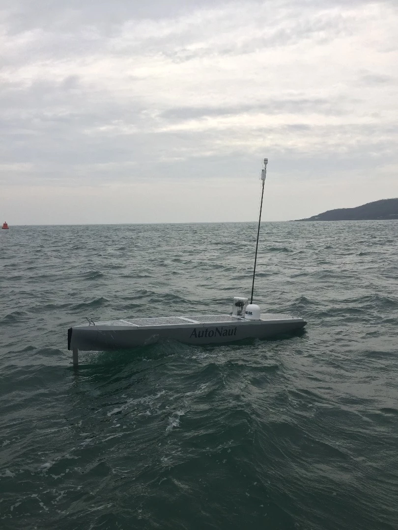 The latest 5 meter AutoNaut will be used by the Norwegian University of Science and Technology for research into autonomous systems and oceanographic studies