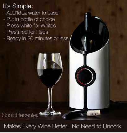 Steps involved in using the Sonic Decanter