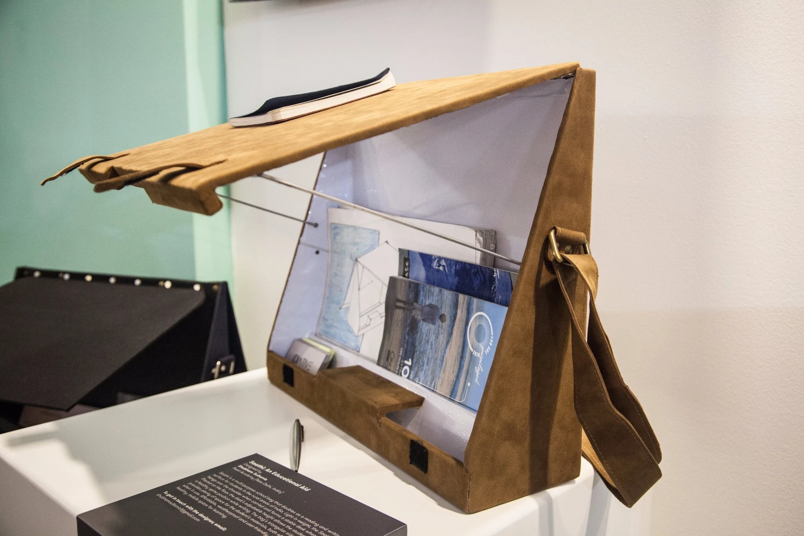 Global Grad Show: Saathi is a multi-purpose school bag that doubles as a reading and writing surface for students. By Shubham Sultania, from the Pearl Academy, India