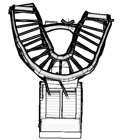 Top view of the 3D-Flosser showing the lattice of dental floss