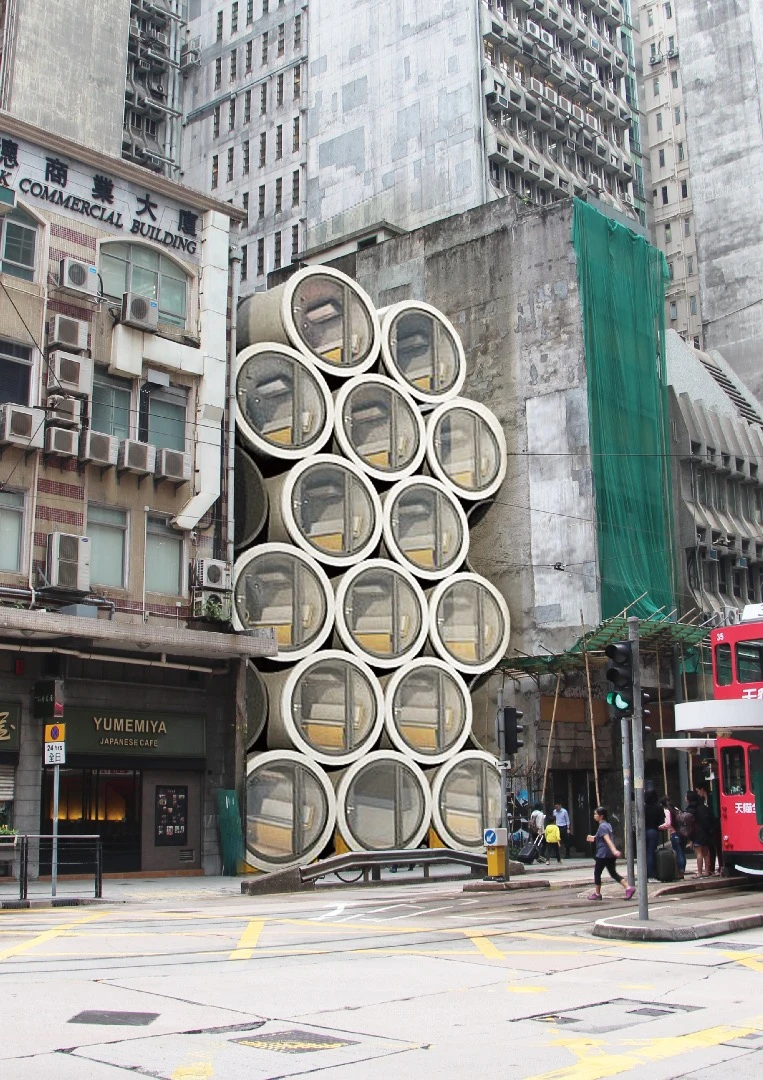 Multiple OPod Tube House units could be stacked atop each other