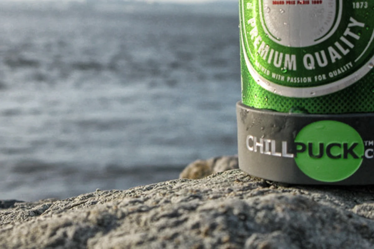 The Chill Puck held to a can with the Chill Band
