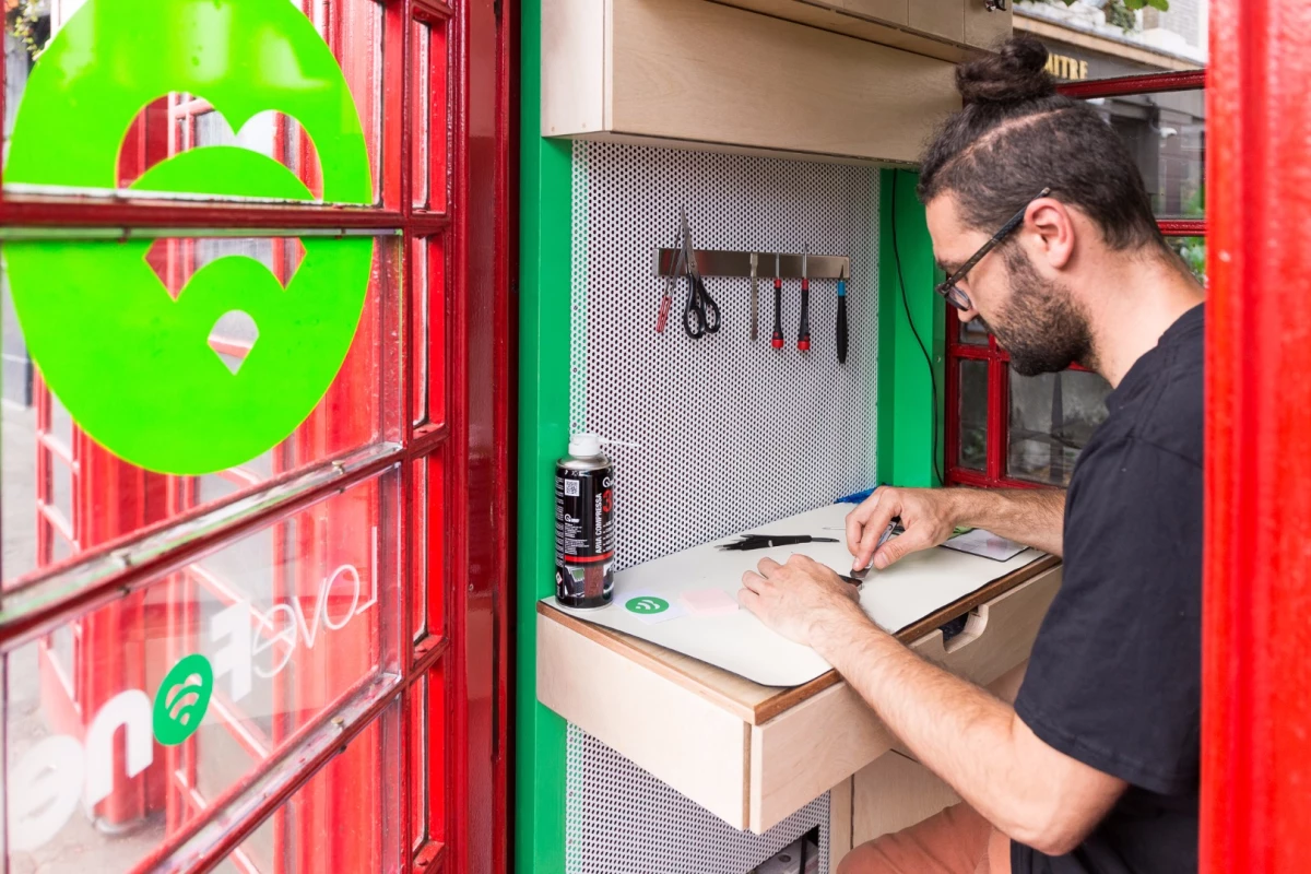 Lovefone leases the phone box units from the Red Kiosk Company