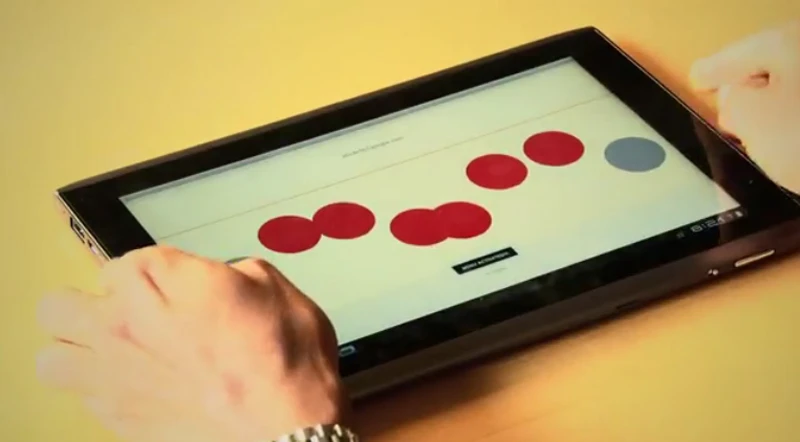 The touchscreen Braille writer lets users position their fingers anywhere on the tablet display