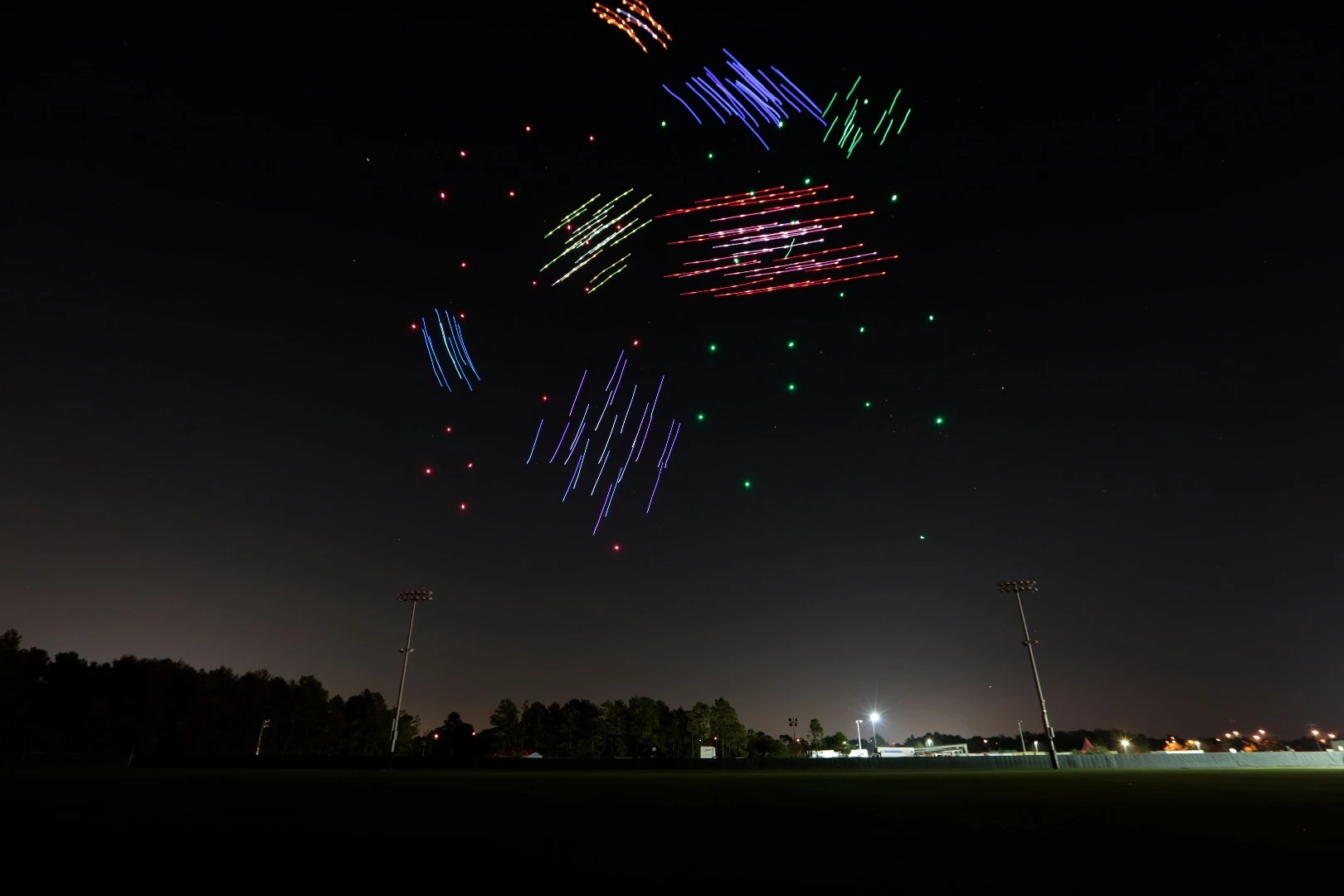 Intel's Shooting Star drones in flight