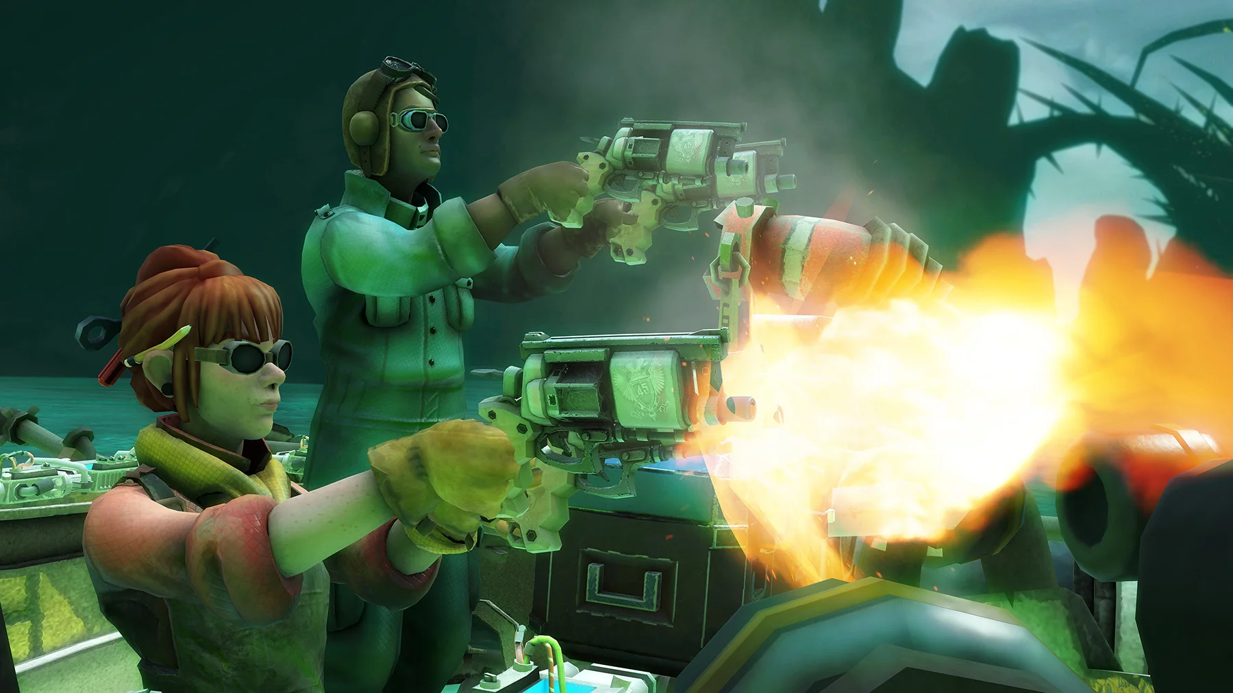 You get to use a weapon in each hand, at launch choosing from a revolver (pictured) and shotgun