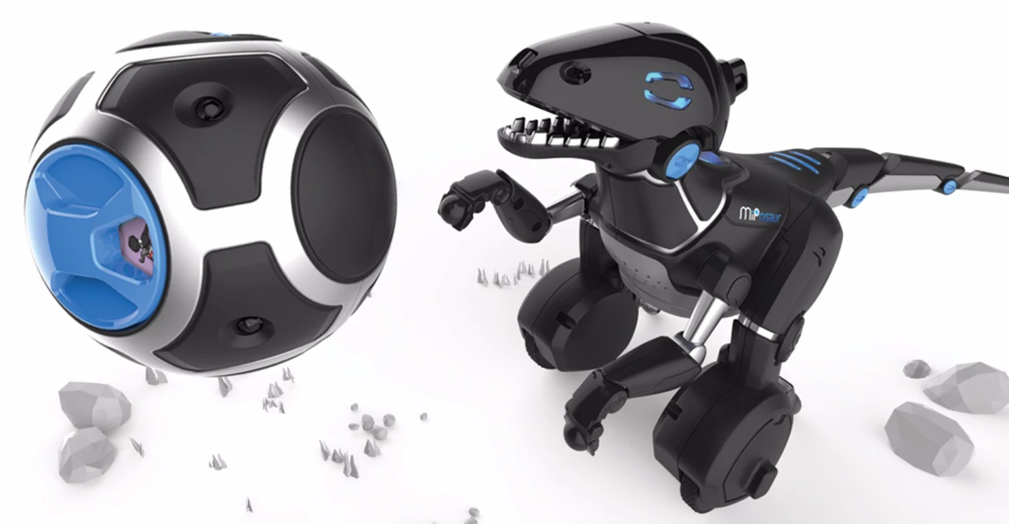 The WowWee MiPosaur Robot sell for around $85 and is designed for kids aged 6-12