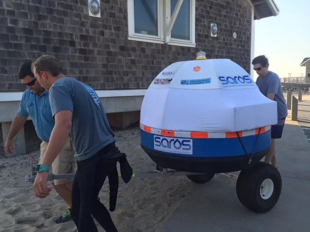 The SAROS wave-powered desalination system is designed to be portable