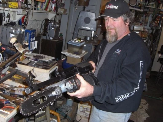 The AR-15 with chainsaw bayonet