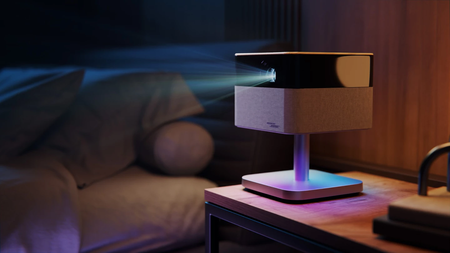 The Lifestudio Flex Plus features RGB LED ambient lighting, 4K Pro-UHD visuals, a versatile tilt/swivel stand, and sound by Bose