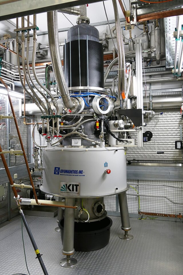 A 1-MW, 150-GHz gyrotron used to heat plasma in the Wendelstein 7-X stellarator fusion experiment in Germany