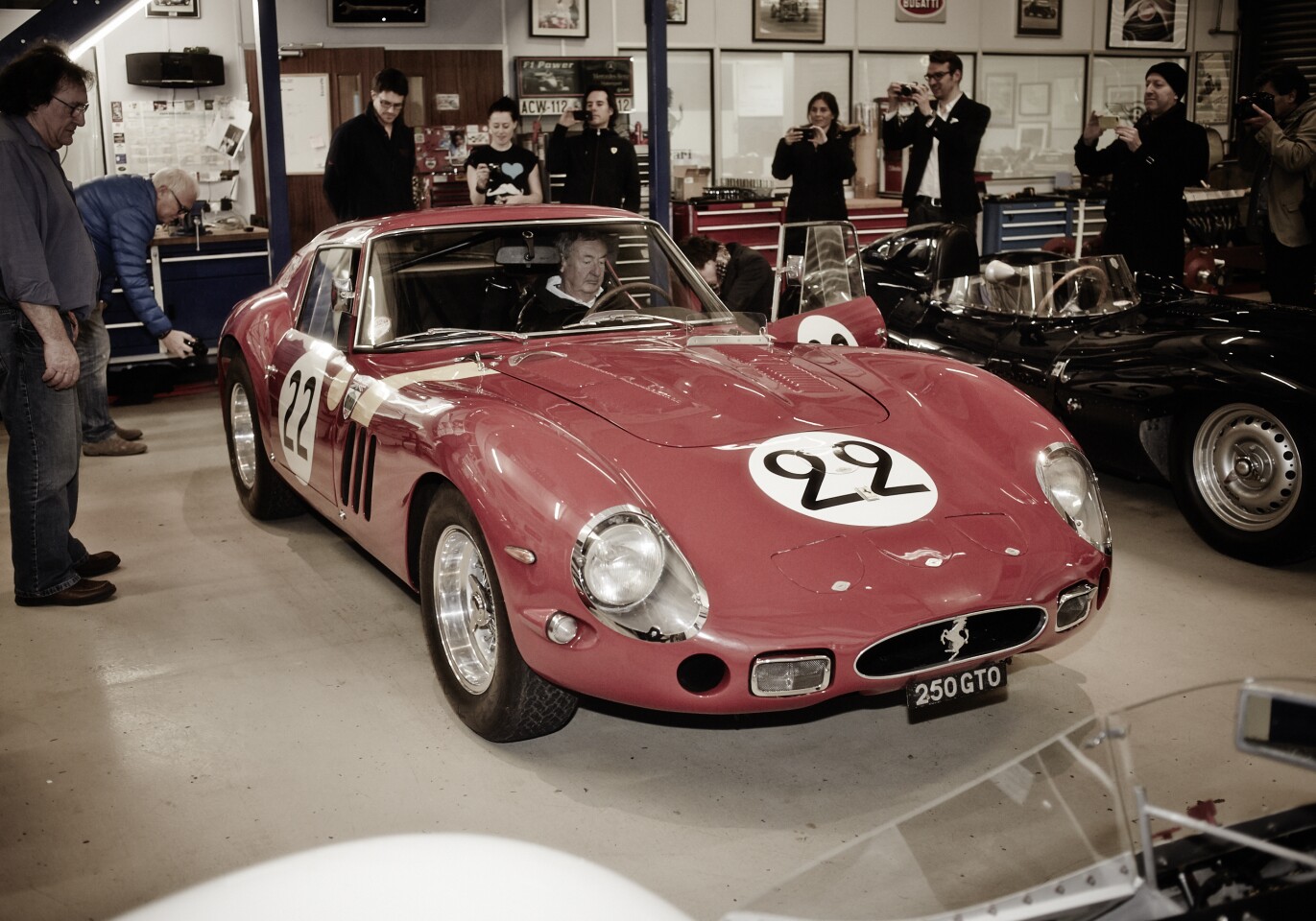 Pink Floyd drummer Nick Mason and his Ferrari GTO.