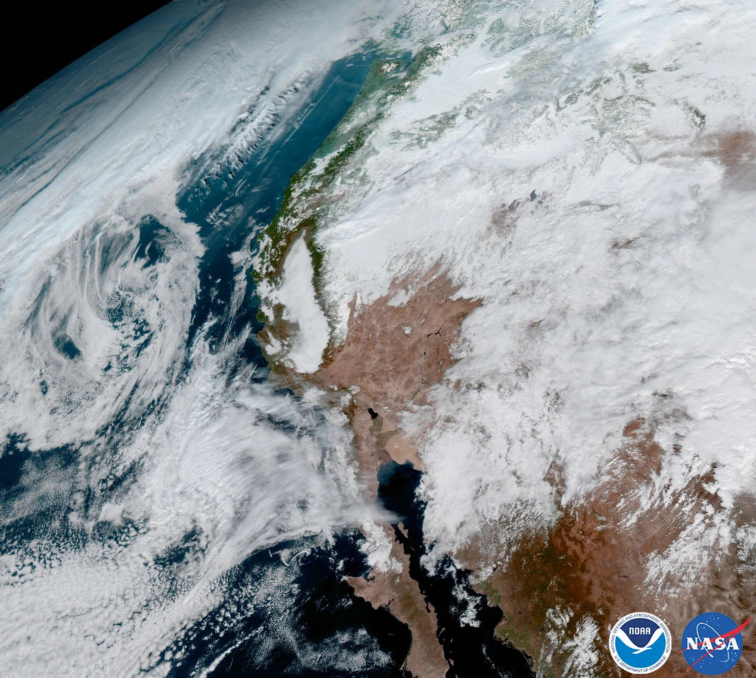 GOES-16 image captured on Jan. 15. 2017 showing the west coast of the United States and the Baja Peninsula in Mexico