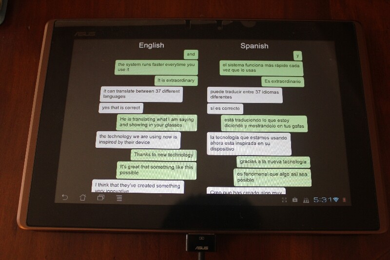 Augmented reality glasses perform realtime language translation