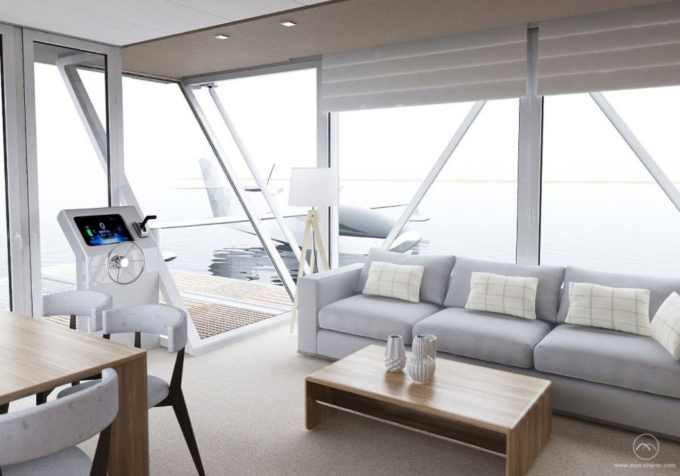 A computer generated image from inside the HydroHouse