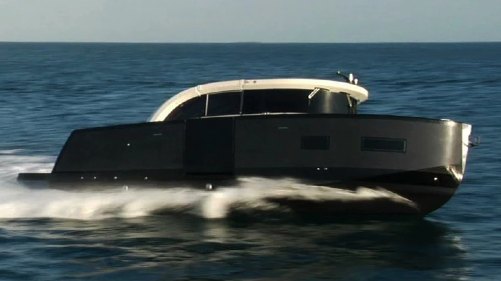 Its creators say the Oronero is the world's first limousine yacht tender with a convertible hard-top roof