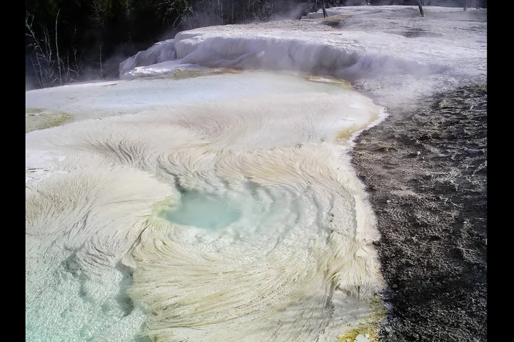 Filamentous rocks, like these seen at Yellowstone National Park, are created by strands of bacteria, and may be a clear indicator of microbial life on other planets