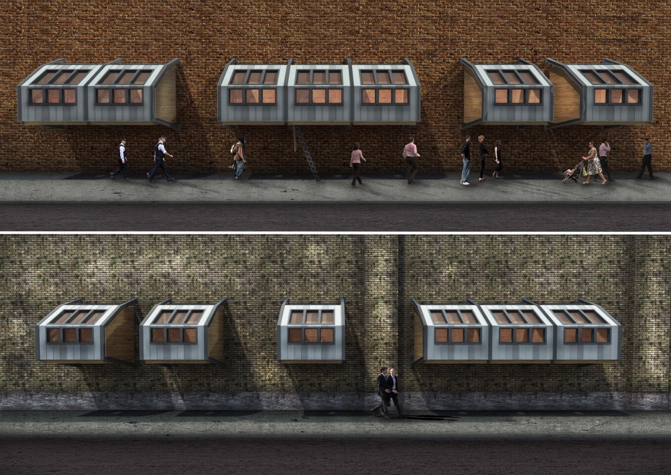 By raising the pods high enough, they can be installed above pavements