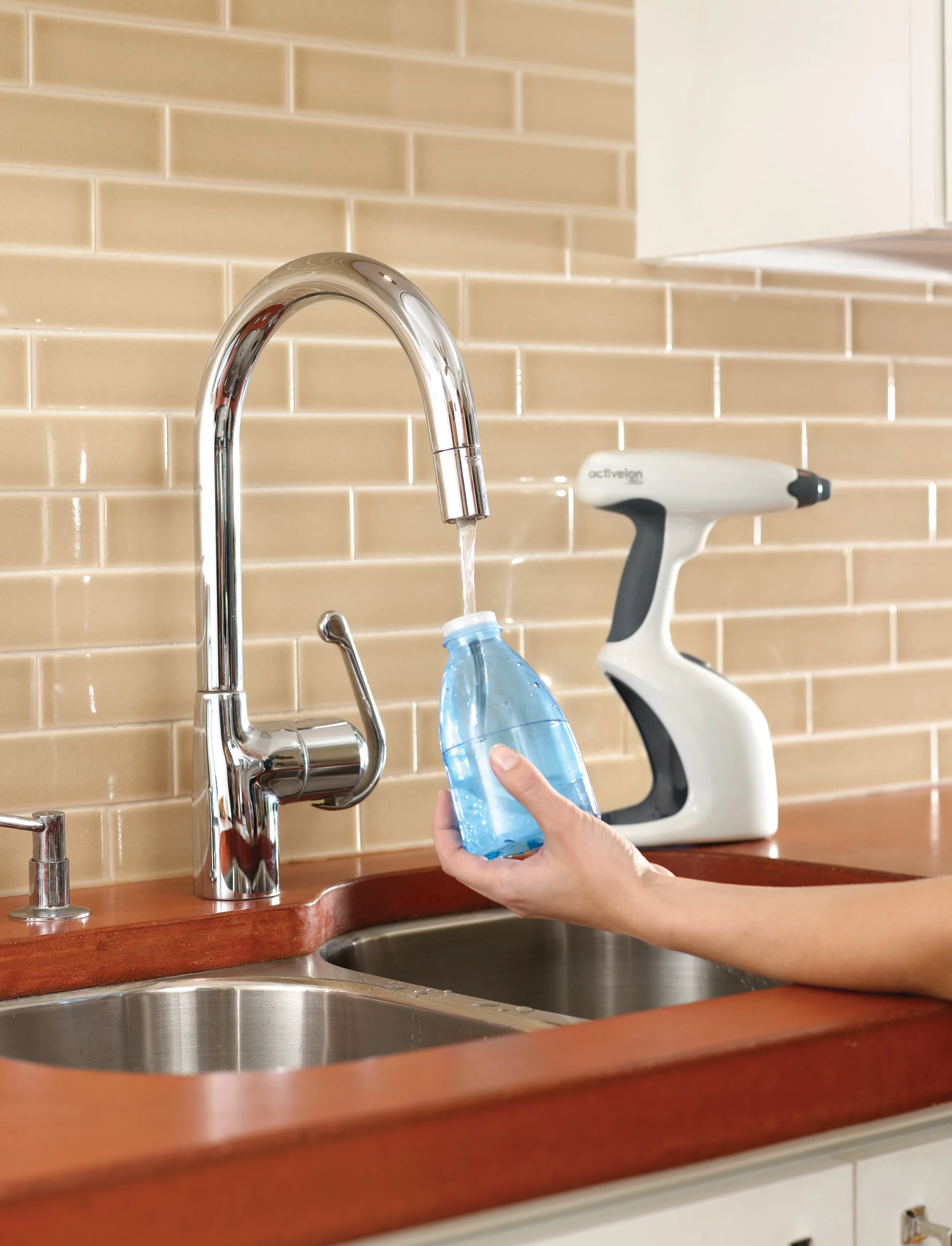 Activeion's ionator products use tap water to disinfect and clean surfaces