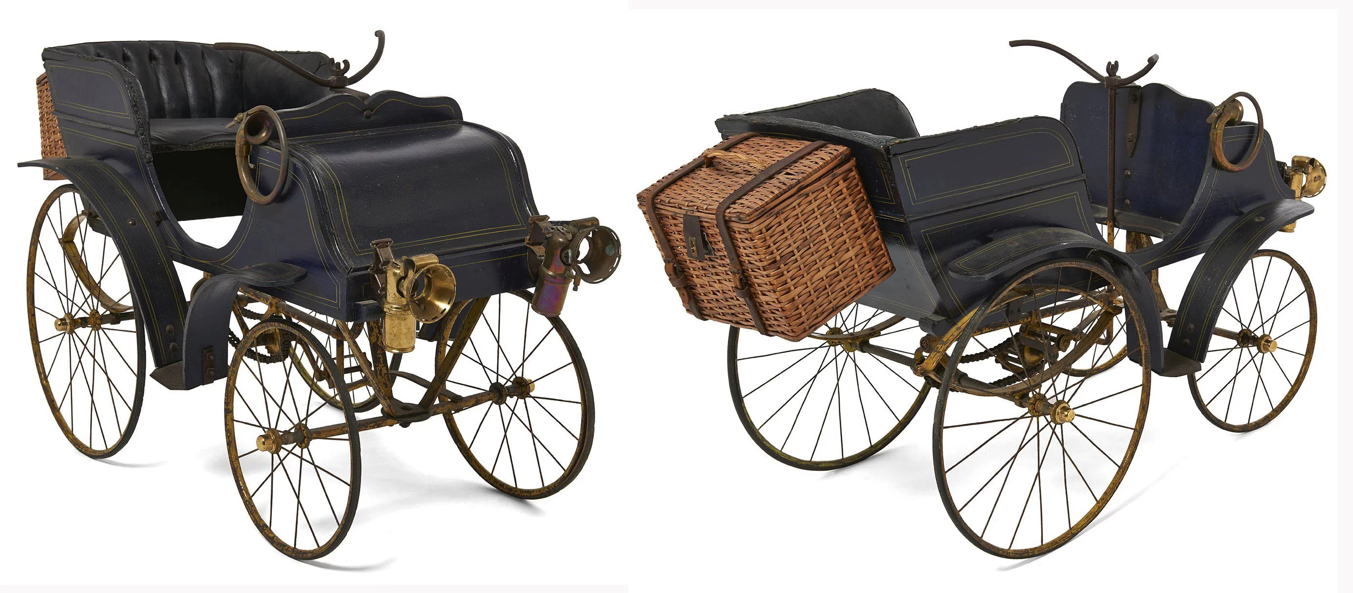 Car manufacturers have been making children's cars since roughly the same time they began making cars. Above are the front and rear view of a Panhard children's pedal car made in the year 1900. The pedal car was sold by French auction house Artcurial for €4,000 during its annual Retromobile auction in February 2016.