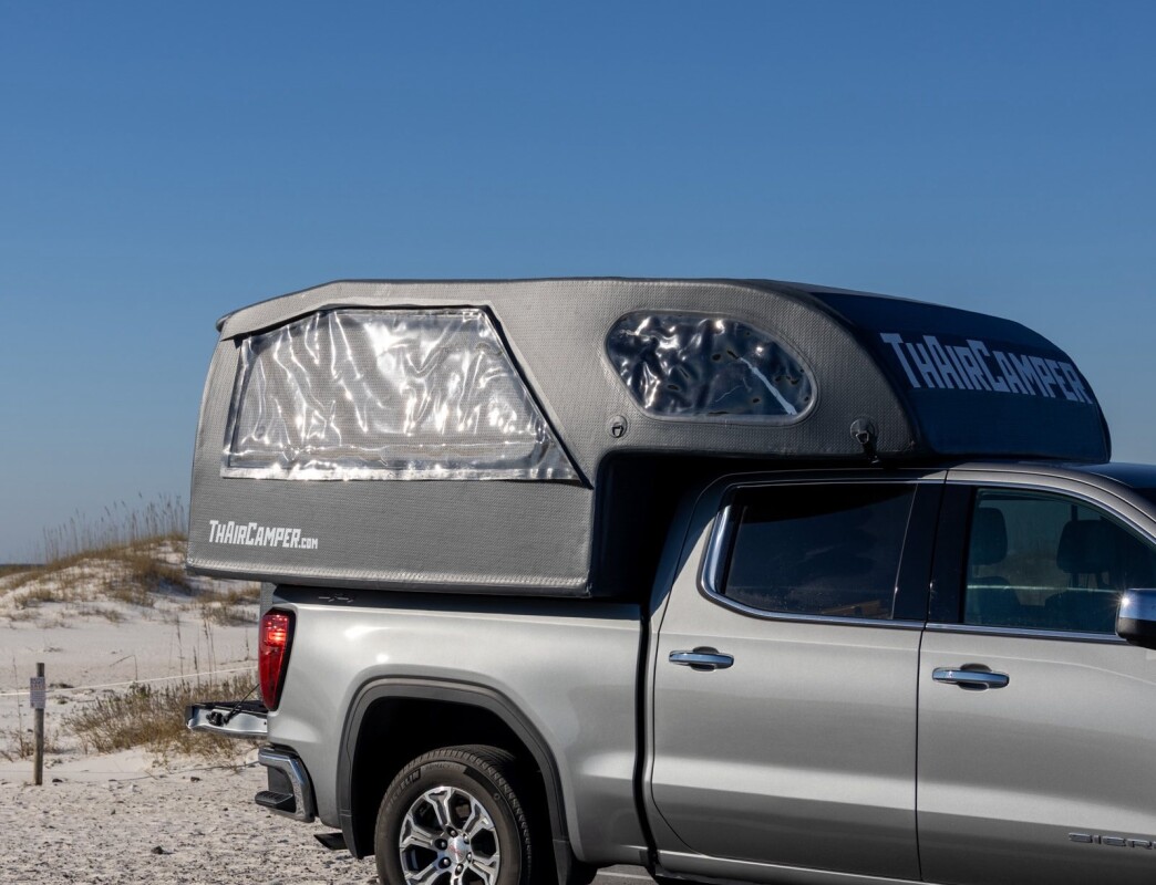 200-lb inflatable camper airs up in 5 minutes to sleep 4 people