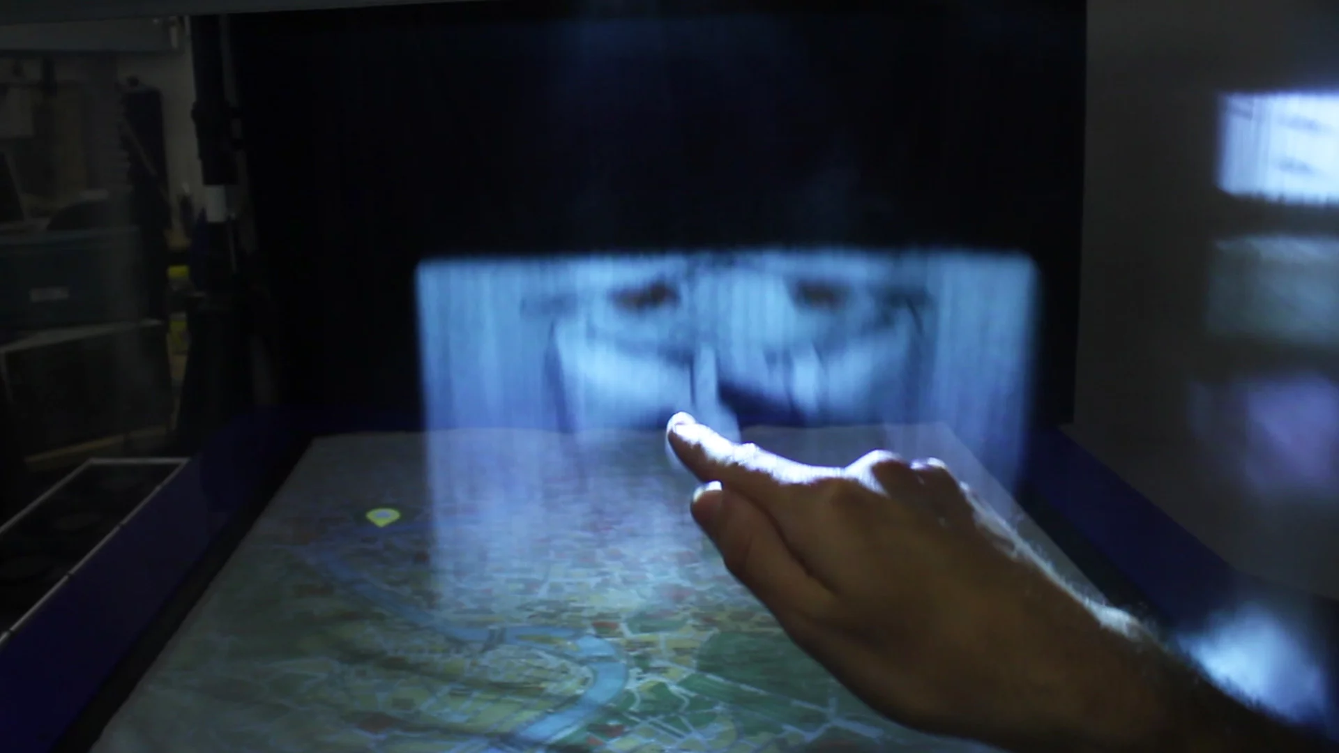 MisTable combines a 2D tabletop display with 3D personal fog screens (Photo: Bristol Interaction and Graphics group, University of Bristol, copyright © 2014)