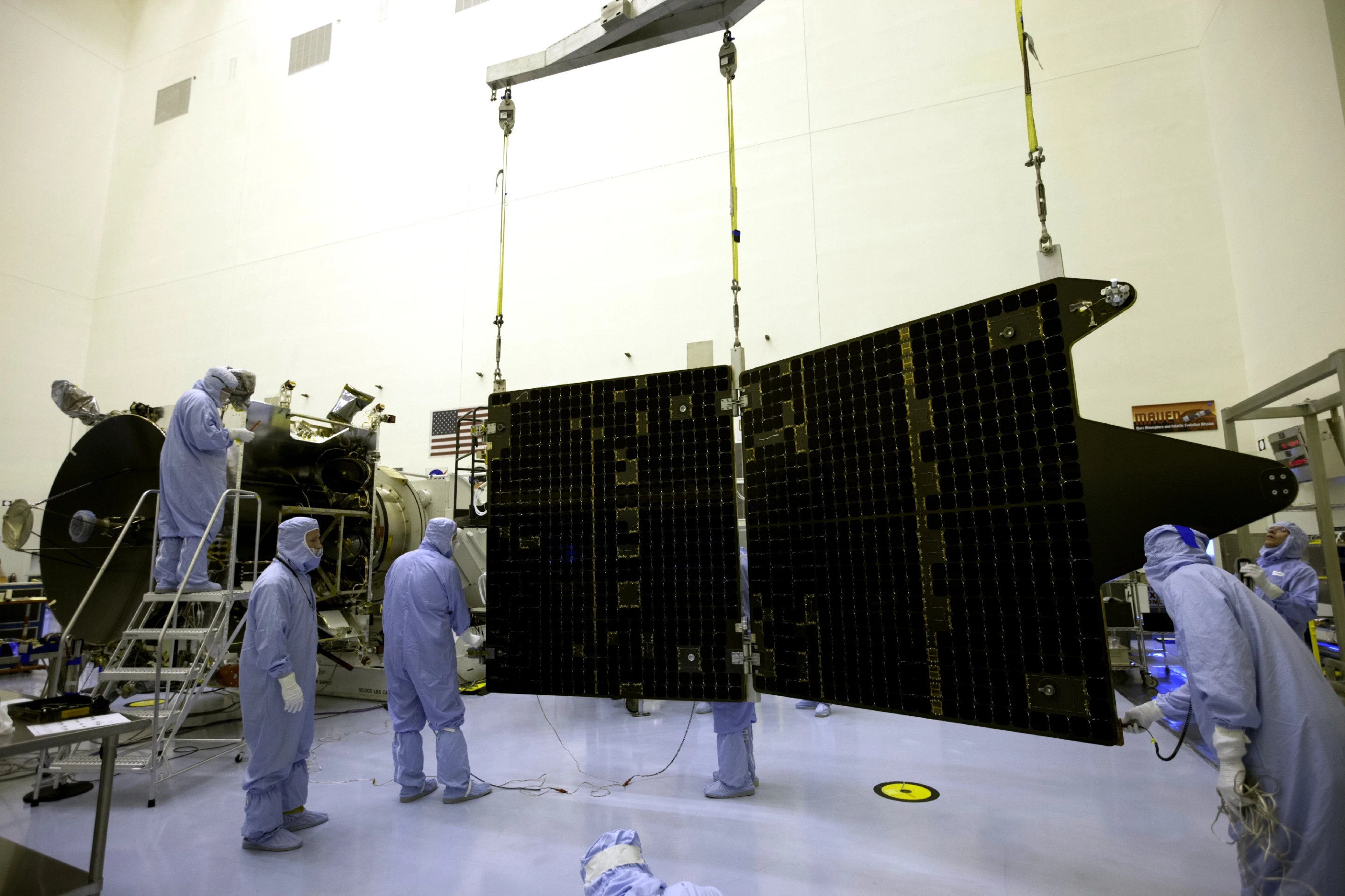 Reattaching MAVEN's solar array (Image: NASA/Kim Shiflett)