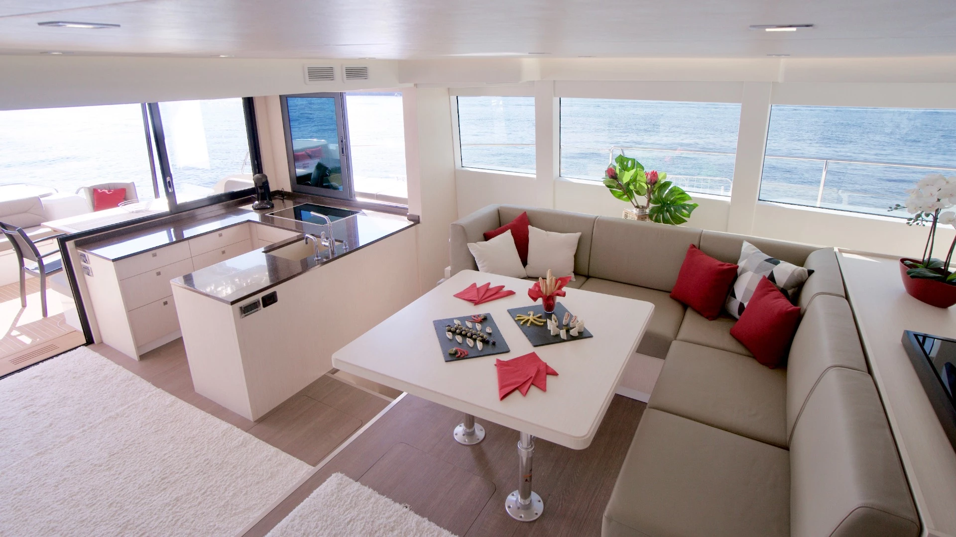 The Silent 55 is a well-designed solar yacht offering more than 100 nm a day without fuel, and accommodation with luxuries such as air conditioning, TV, and a fully electric galley