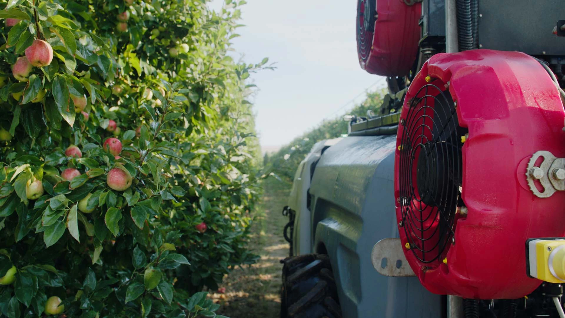 Users can swap in different numbers and types of spray fans as needed, plus they can program the robot to apply different amounts of herbicide or pesticide in different areas of the orchard/vineyard