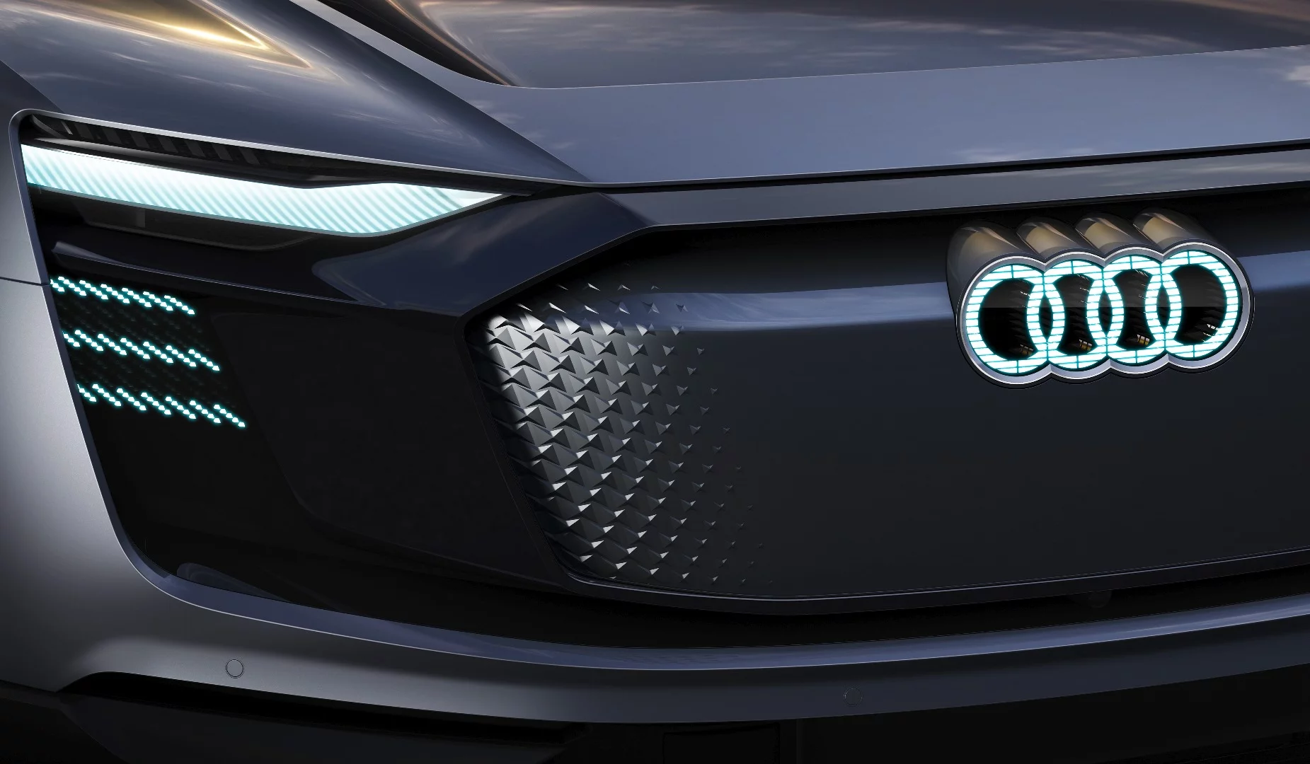 In addition to highlighting all-electric powertrain technology, Audi plays with new forms of lighting