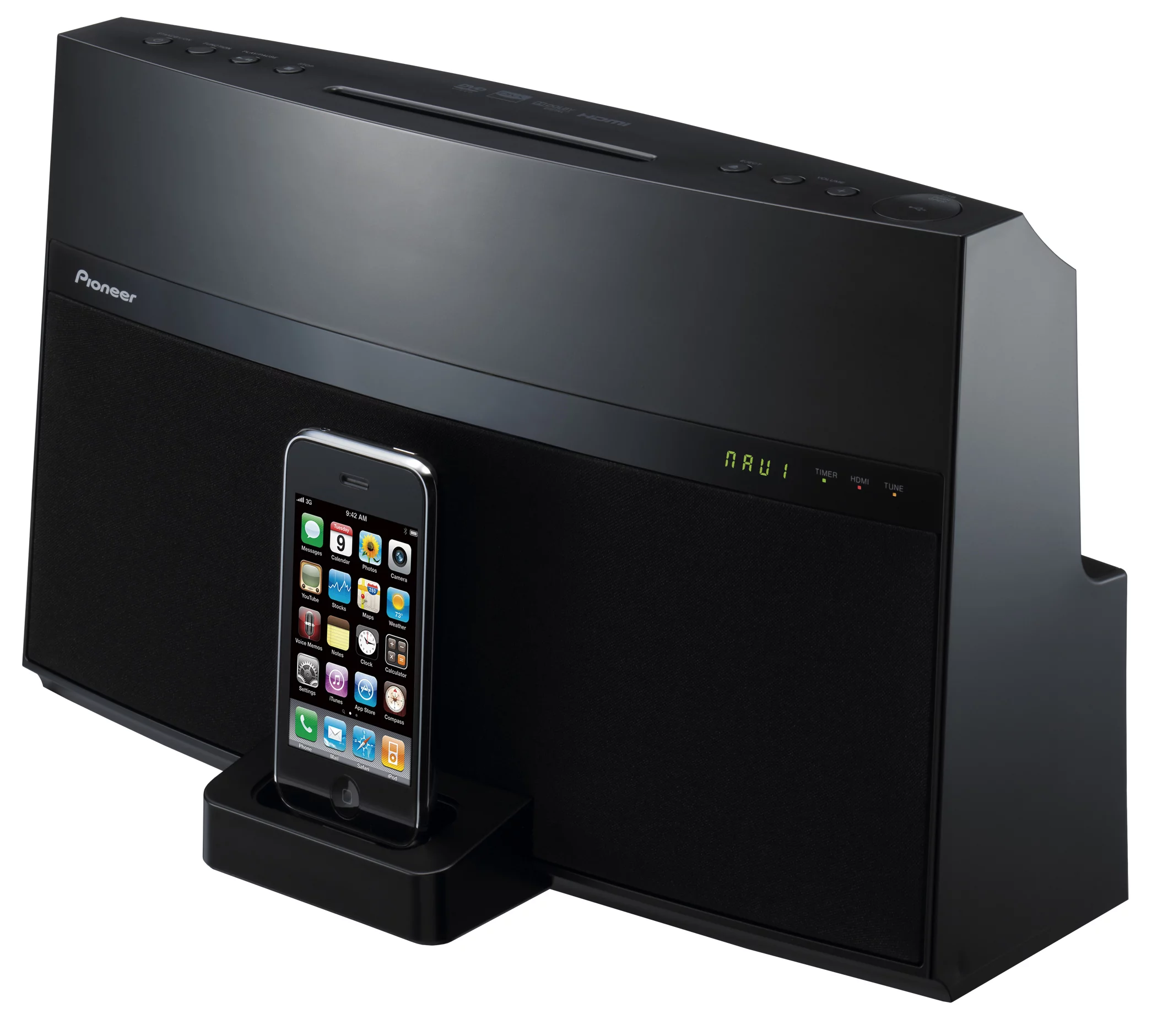 The XW-NAV1K Home Theater Dock benefits from built-in CD to MP3 ripping and scaling DVD output up to 1080p