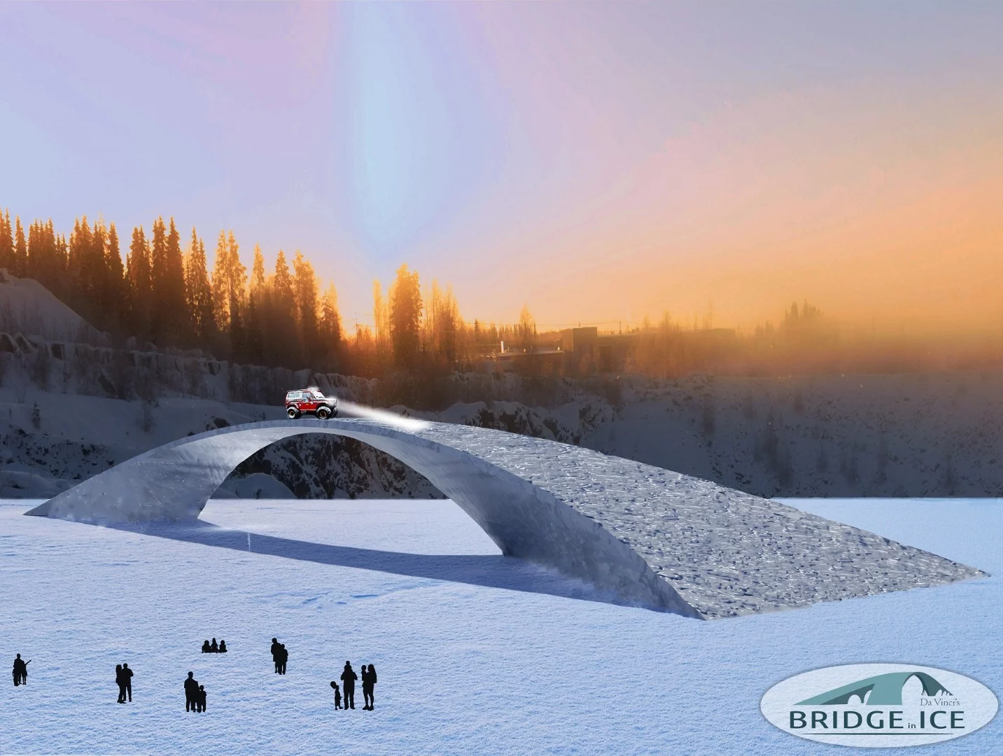 Around 900 tons of pykrete, a frozen water/paper mix, will be used to build the bridge