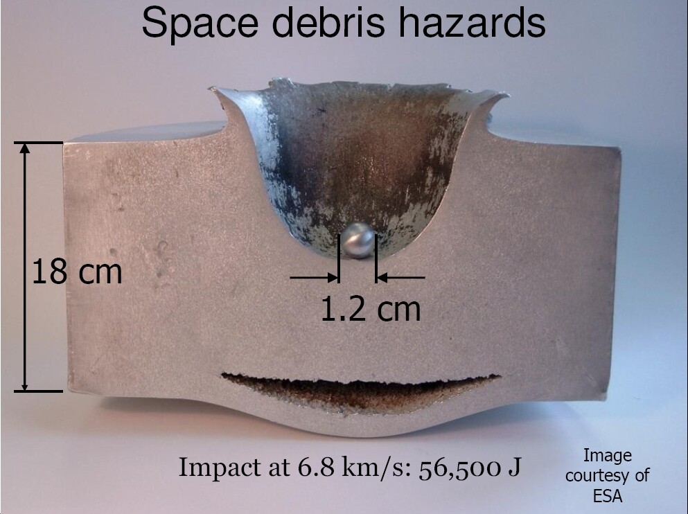 Hypervelocity impact damage (Photo: NASA)