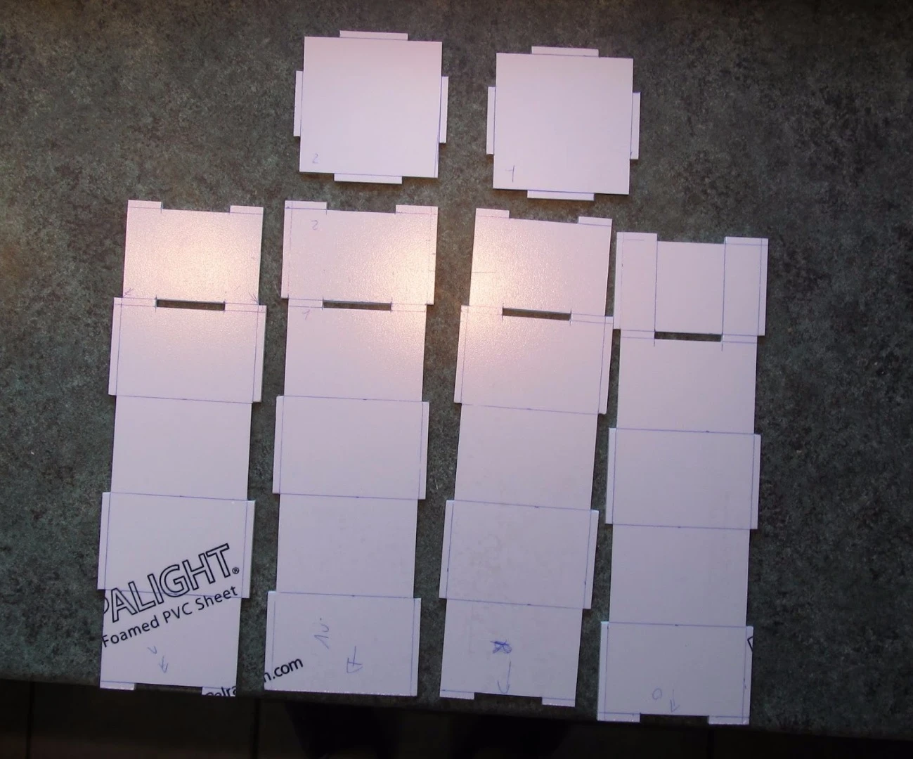 The frame of the RaspiTrap is made from 5 mm foam PVC sheets, cut to shape and slotted together