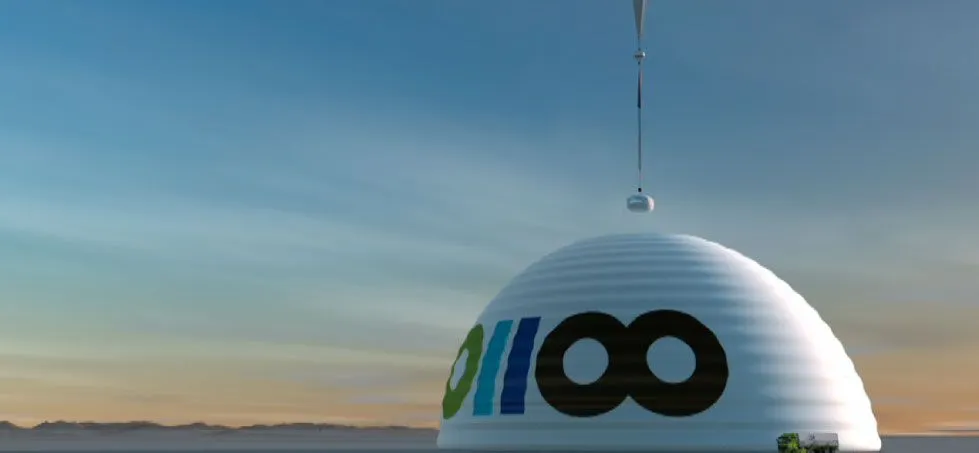 The bloon launches from a dome that can be trasported around the world
