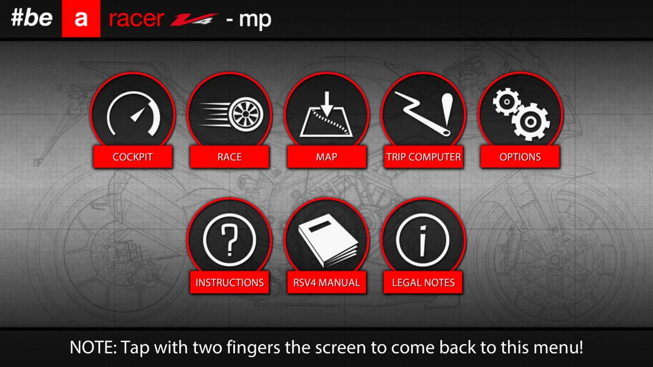 The Aprilia Multimedia Platform is a version of the generic Piaggio app, specifically designed for the RSV4 superbike