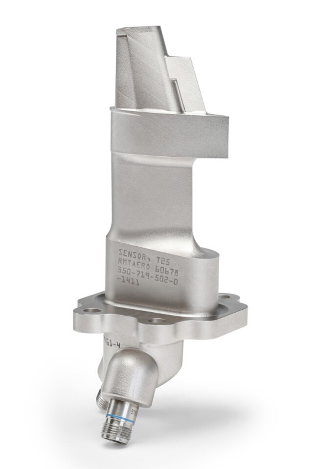 The T25 sensor housing is the first 3D-printed part certified by the FAA for a commercial jet engine (Photo: GE Aviation)