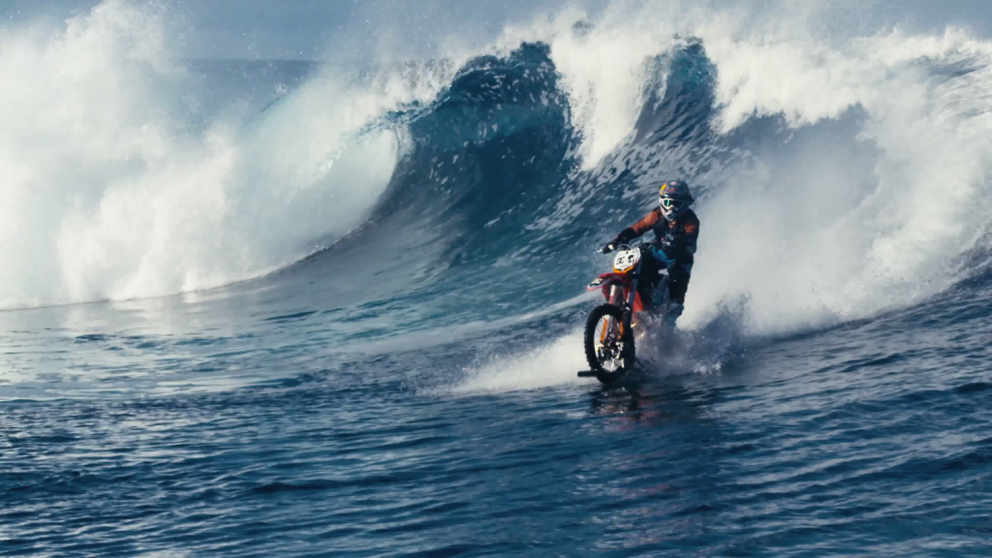 Small wave safely traversed, he goes looking for bigger challenges...